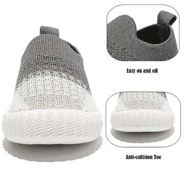 DADAWEN Boys Girls Toddler Sneakers Kids Lightweight Walking Shoes Mesh Breathable Tennis Shoes for Toddler/Little Kids Cream/Grey US Size 11 M Little Kid