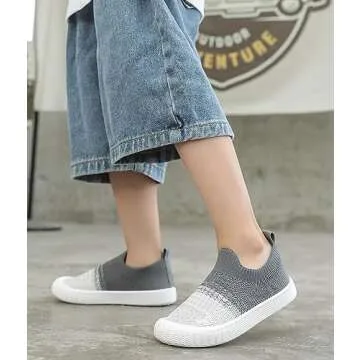 DADAWEN Boys Girls Toddler Sneakers Kids Lightweight Walking Shoes Mesh Breathable Tennis Shoes for Toddler/Little Kids Cream/Grey US Size 11 M Little Kid