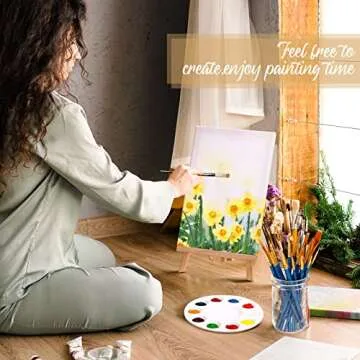 96 Pcs Painting Set with Easels, 8 Wood Easels, 80 Brushes with Nylon Brush Head, 8 Plastic Palettes Acrylic Supplies Kit for Adults Sip and Party Arts, 7.5 x 11.8 in Easel, No Paint