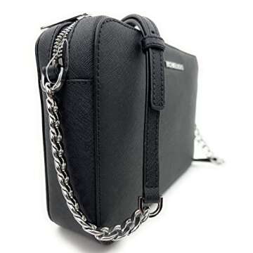 Michael Kors Women's Jet Set Item Crossbody Bag in Black with Silver hardware (Black/Silver)