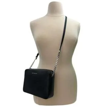 Michael Kors Women's Jet Set Item Crossbody Bag in Black with Silver hardware (Black/Silver)