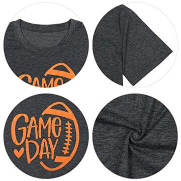 Game Day Football Shirt Women Football Graphic Tee Football Season T-Shirt Funny Sunday Short Sleeve...