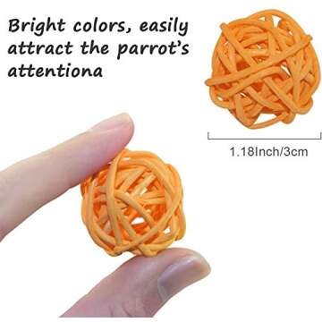 VUAOHIY 100 Pieces Wicker Rattan Balls Parrot Bird Toys Chewing Toys for Parakeet Budgie Cockatoo, G...