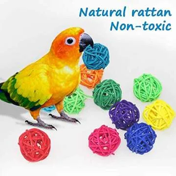 VUAOHIY 100 Pieces Wicker Rattan Balls Parrot Bird Toys Chewing Toys for Parakeet Budgie Cockatoo, Grapevine Ball for Birds, DIY Craft Party Wedding Multi-Colored (100 pcs, 1.18In)