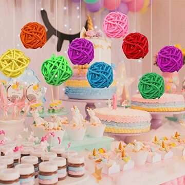 VUAOHIY 100 Pieces Wicker Rattan Balls Parrot Bird Toys Chewing Toys for Parakeet Budgie Cockatoo, Grapevine Ball for Birds, DIY Craft Party Wedding Multi-Colored (100 pcs, 1.18In)