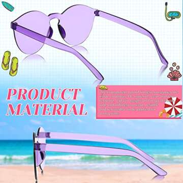 TOODOO 8 Pairs Candy Color Sunglasses for Women Rimless Frameless Round Sunglasses Transparent Tinted Glasses