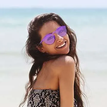 TOODOO 8 Pairs Candy Color Sunglasses for Women Rimless Frameless Round Sunglasses Transparent Tinted Glasses