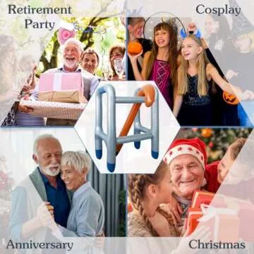 2 PCS Inflatable Walker and Cane,Funny Old Age Costume Accessories,Retirement Party Decorations Gag Gift for Kids,100th Day of School,Christmas,Halloween