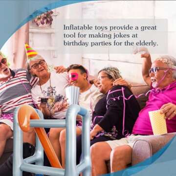 2 PCS Inflatable Walker and Cane,Funny Old Age Costume Accessories,Retirement Party Decorations Gag Gift for Kids,100th Day of School,Christmas,Halloween