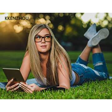 K KENZHOU Blue Light Blocking Glasses/Computer/Gaming/TV/Phones Glasses with Spring Hinges, Anti Eyestrain & UV Glare, Ease Dry Eye, Headache, Blurry Vision, for Men & Women (2 Pack)