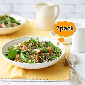 DeeCoo 7 Pack Porcelain Pasta Bowls Ceramic , Large Serving Bowl, Wide and Shallow, Set 8.3 Inch - 3...