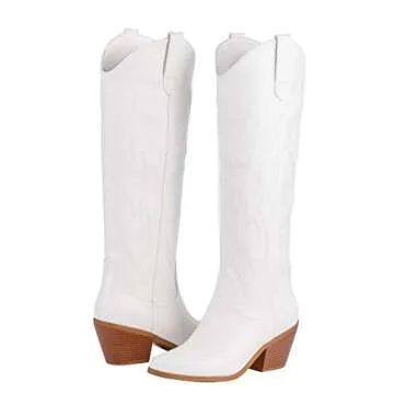 Foklysp Women's Cowboy Boots Classic Embroidered Style