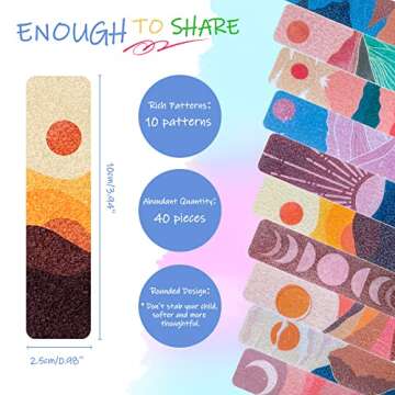 40 Pcs Calm Strips,Calm Strips for Anxiety Sensory Stickers,Fidgets for Classroom Rough Sensory Strips,Sensory Stickers for Anxiety Relief,Calming Strips Calm Down Corner Supply (Boho Style)