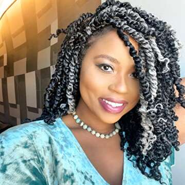 ToyoTress Tiana Passion Twist Hair - 10 Inch 8 Pcs Ombre Gray Pre-Twisted Pre-Looped Passion Twists ...