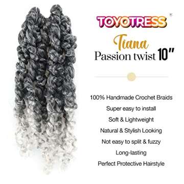 ToyoTress Passion Twist Hair - 10 Inch Ombre Gray - 8 Packs