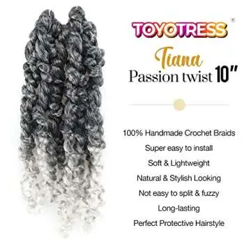 ToyoTress Passion Twist Hair - 10 Inch Ombre Gray - 8 Packs