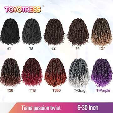 ToyoTress Passion Twist Hair - 10 Inch Ombre Gray - 8 Packs