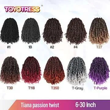 ToyoTress Passion Twist Hair - 10 Inch Ombre Gray - 8 Packs