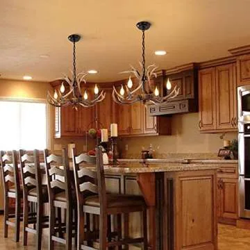 OLHAPZP Antler Chandelier Lighting Deer Lamp Vintage Rustic Farmhouse Chandelier Light Fixture for D...