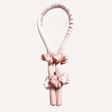 Cozysilk Mulberry Silk Heatless Curling Rod with 2 Silk Scrunchies, Silk Hair Roller Rod Headband, O...
