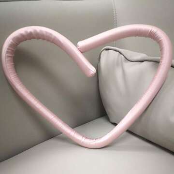 Cozysilk Mulberry Silk Heatless Curling Rod with 2 Silk Scrunchies, Silk Hair Roller Rod Headband, Overnight Heatless Curls, Hairstyle for Long and Medium Hair, Pink