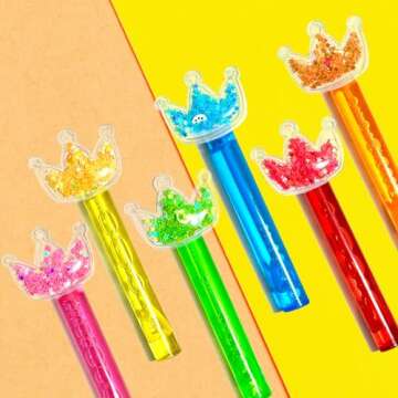 uoyoi Princess Party Favors: 24Pcs Glitter Crown Bubble Wands