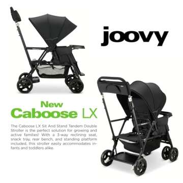 Joovy Caboose LX Tandem Stand-on Stroller, Black