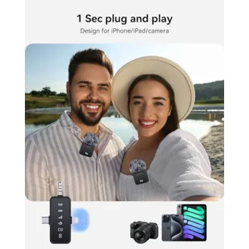 PQRQP 3 in 1 Microphone for iPhone/Android/Camera, Wireless Lavalier Microphone, 328ft Transmission, 18H Battery Life, Mini Microphone for Record Interview, Vlogs, YouTube, Tiktok
