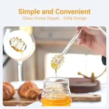 IVOLADOR I Honey Jar, Honey Pot, Honey Dispenser, Glass Honey Jar with Dipper and Lid Glass Storage Container for Home Kitchen Store Honey and Syrup 10 Ounce