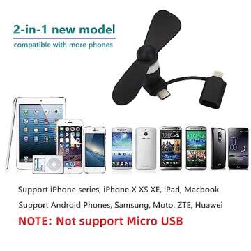 Mini 2-in-1 Cell Phone Fan for iPhone and Android Cellphones with Type C/USB C Port (4 Pack) - Small...