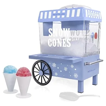 Nostalgia Snow Cone Shaved Ice Machine - Retro Table-Top Slushie Machine Makes 20 Icy Treats - Inclu...