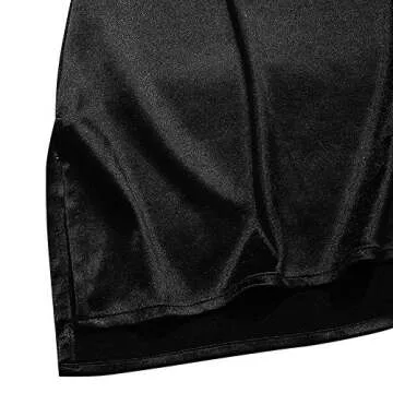 ZAFUL Women's Casual Satin Dress Spaghetti Strap Cowl Neck Slips Nightwear Side Slit Cocktail Party Silk Mini Cami Dresses (A-f Black,M)