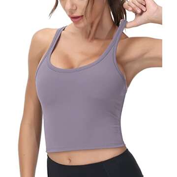 Heathyoga Crop Tops for Women Cropped Tank Tops for Women Racerback Tank Tops with Built in Bras Workout Tank Tops