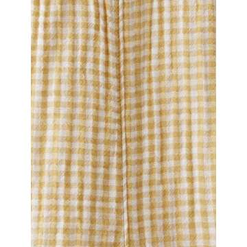 little planet by carter's unisex-baby Organic Cotton Gauze Overall Jumpsuit, Ochre Gingham Shortall, 6 Months