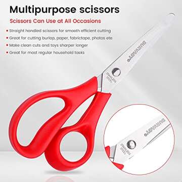 Scissors Bulk, 24 Pack BURVAGY 5.5" Small Scissors School Student Blunt Tip Kids Craft Scissors, Sharp Stainless Steel Blades Safety Soft Grip Handles for Classroom Children Assorted Color
