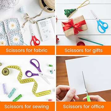 Scissors Bulk, 24 Pack BURVAGY 5.5" Small Scissors School Student Blunt Tip Kids Craft Scissors, Sharp Stainless Steel Blades Safety Soft Grip Handles for Classroom Children Assorted Color