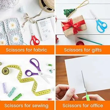 Scissors Bulk, 24 Pack BURVAGY 5.5" Small Scissors School Student Blunt Tip Kids Craft Scissors, Sharp Stainless Steel Blades Safety Soft Grip Handles for Classroom Children Assorted Color