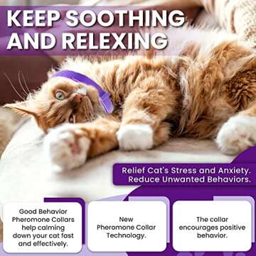 TriOak 4 Pack Cat Calming Collar with Pheromones for Stress Relief