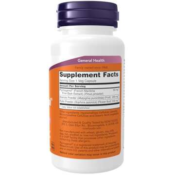 NOW Foods Supplements, Pycnogenol 60 mg (a Unique Combo of Proanthocyanidins from French Maritime Pi...