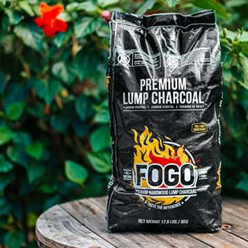 FOGO FB8 17.6 Lb. Premium Hardwood Lump Charcoal Bag, Medium, Black