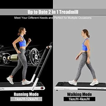 Goplus 2 in 1 Folding Treadmill, 2.25HP Under Desk Electric Superfit Treadmill, Installation-Free wi...