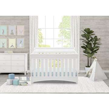Delta Children Bentley S Series Deluxe 6-in-1 Convertible Crib, Bianca White