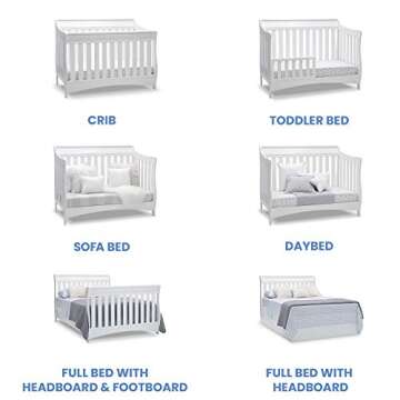 Delta Children Bentley S Series Deluxe 6-in-1 Convertible Crib, Bianca White