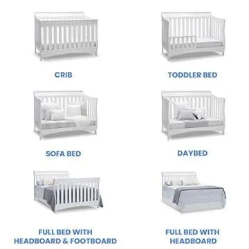 Delta Children Bentley S Series Deluxe 6-in-1 Convertible Crib, Bianca White