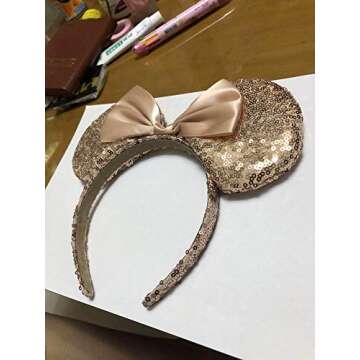 WLFY Mouse Ears Headbands for Women, Mouse Ears for Girls， Supply Adults Women Girls Photo Accessory(Champagne)