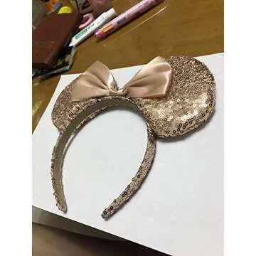 WLFY Mouse Ears Headbands for Women, Mouse Ears for Girls， Supply Adults Women Girls Photo Accessory(Champagne)
