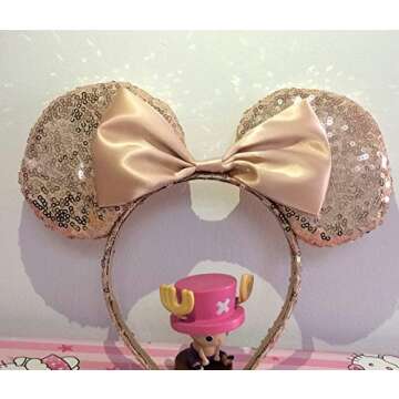 WLFY Mouse Ears Headbands for Women, Mouse Ears for Girls， Supply Adults Women Girls Photo Accessory(Champagne)