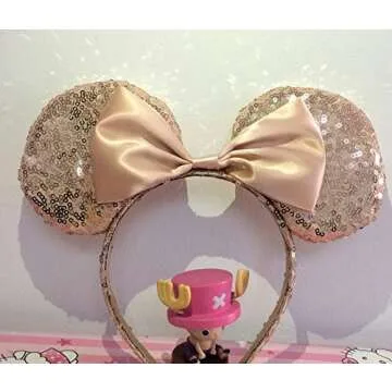 WLFY Mouse Ears Headbands for Women, Mouse Ears for Girls， Supply Adults Women Girls Photo Accessory(Champagne)