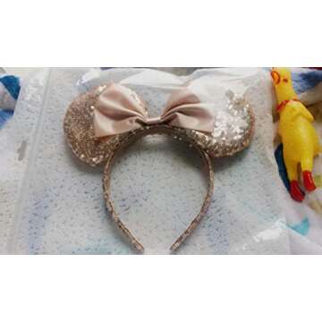 WLFY Mouse Ears Headbands for Women, Mouse Ears for Girls， Supply Adults Women Girls Photo Accessory(Champagne)