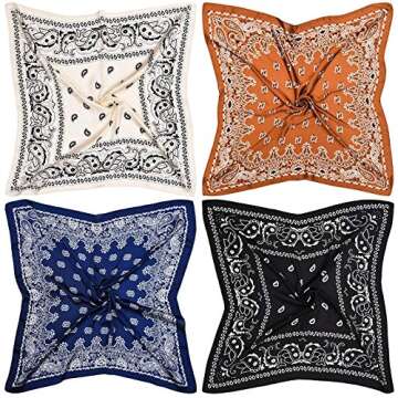 Syhood 4 Pcs 27'' Square Satin Head Scarves Satin Bandanas for Women Satin Headband Scarves Silk Fee...